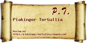 Plakinger Tertullia névjegykártya